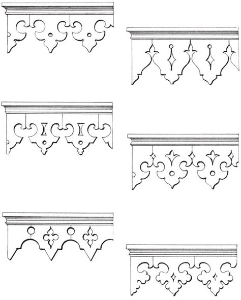 Victorian Fretwork Patterns, Sawn Balusters, Bracket Patterns, Fretwork Patterns, Victorian Fretwork, Gingerbread Trim, Cornice Design, Istoria Artei, House Trim