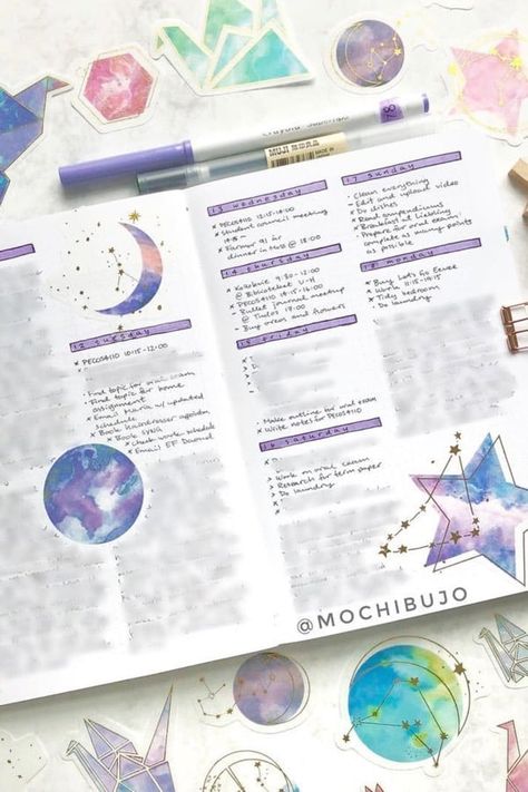 Want to change things up and switch your theme this month!? Check out these space and galaxy themed bullet journal cover pages, weekly spreads and more! #bujo #bujotheme #bulletjournal #bujospread Crazy Laura, Space Doodles, Fancy Writing, Bullet Journal Cover Page, Draw Hands, Planner Layouts, Moon Journal, Bullet Journal Aesthetic, Bullet Journal Notebook