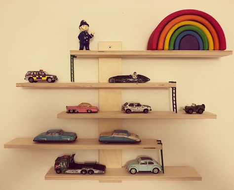 Ikea Lustigt, toy car display for children’s room. Ikea Lustigt, Lego Shelves, Toy Car Display, Ikea Hack Kids, Apartment Remodel, Car Display, Kids Shelves, Toy Shelves, Ikea Ideas