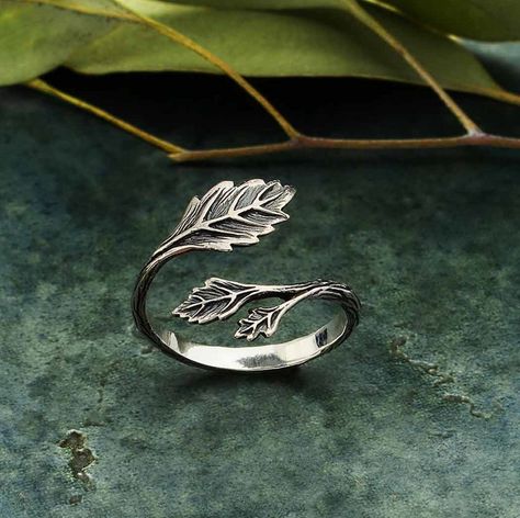 Wrap Around Ring, Plant Kingdom, Silver Leaf Ring, Gold Leaf Rings, Nature Inspired Rings, Beauty Magic, Indie Jewelry, Hard Workers, Ring Ideas