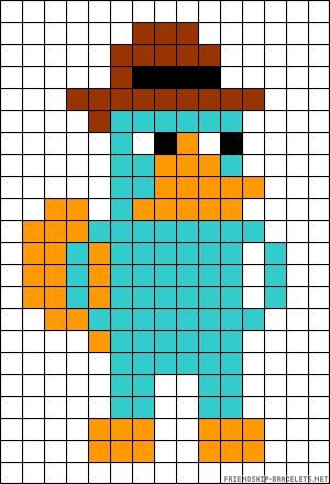 Phineas And Ferb Perler Beads, Phineas And Ferb Pixel Art, Crochet Tapestries, Phineas E Ferb, Perry The Platypus, Easy Perler Bead Patterns, Phineas Y Ferb, Pokemon Perler Beads, Melty Bead Patterns