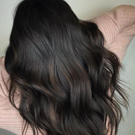 Ask Dark Brown Hair, Aveda Dark Brown Hair Color, Dark Chocolate Brown Hair Cool Tones, Dark Brown Hair Color Formulas, Wella Brunette Hair Color, Single Process Hair Color Dark Brown, Wella Dark Brown Formula, Glossy Espresso Hair, Dark To Medium Brown Hair