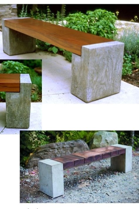 Bancas exterior Concrete Benches, Moderne Have, Concrete Bench, Deco Nature, Stone Bench, Concrete Furniture, Concrete Wood, Garden Seating, Concrete Diy