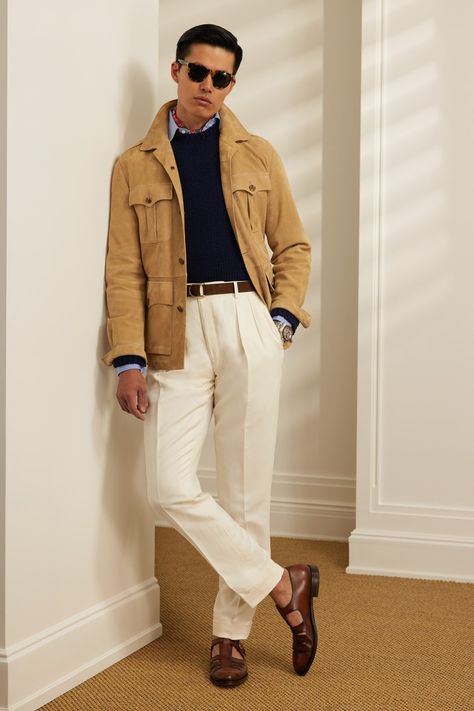 Ralph Lauren Summer, Ralph Lauren Purple Label Men, Ralph Lauren Looks, 2024 Menswear, Preppy Men, Ralph Lauren Menswear, Gents Fashion, Tan Jacket, Ralph Lauren Style