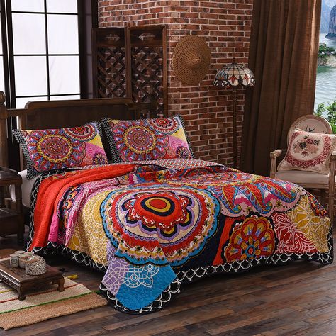 LAMEJOR Quilt Set Queen Size Tropical Bohemian Pattern Reversible Comforter Set 3-Piece Bedspread Coverlet Set Microfiber Color Orange *** Details can be found by clicking on the image. (This is an affiliate link) Boho Bedding Sets, Tropical Bohemian, Bedspreads Comforters, Bohemian Bedspread, Bohemian Bedding, Reversible Comforter, Bohemian Pattern, Boho Bedding, Bed Sets