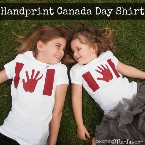 Handprint Canada Day Flag Shirts Canada Day Decorations, Canada Day Activities, Canada Day Outfit, Canada Day Flag, Diy Party Themes, Canada Day T Shirts, Canada Day Shirts, Canada Day Fireworks, Canada Birthday