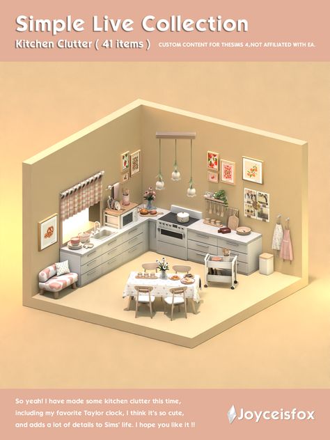 Joyce Sims, Pool Plumbing, Sims 4 Kitchen, Kitchen Clutter, Tumblr Sims 4, Sims Ideas, Sims 4 Cc Furniture, Sims4 Cc, Cute Kitchen