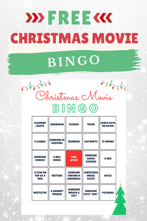 Free Christmas movie bingo card with snow in background Christmas Movie Crafts For Kids, Christmas Night Activities, Christmas Movie Bingo Free Printable, Christmas Movie Activities, Christmas Movie Games, Christmas Bingo Printable Free, Christmas Movie Bingo, Bingo Printable Free, Free Christmas Movies