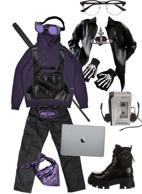 tmnt Donatello 💜 Outfit | ShopLook Donatello Tmnt Aesthetic, Donatello Aesthetic, Tmnt Outfits, Dark Purple Hoodie, Tmnt Donatello, Techwear Streetwear, Donatello Tmnt, Purple Fits, Purple Hoodie