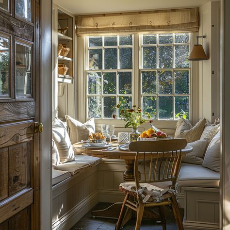 25 Breakfast Nook Ideas You'll Love Nook Breakfast Table, Nook Breakfast Area, Narrow Breakfast Nook, Kitchen Study Nook Ideas, Kitchen Table Nook Ideas, Breakfast Nook Seating Ideas, Vintage Breakfast Nook Ideas, Dining Nook Bookshelves, Table Nook Corner