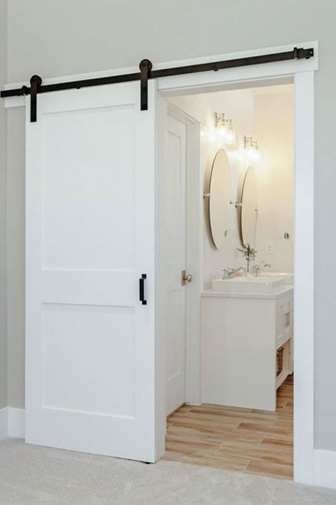 Dreamy Bathrooms, Modern Sliding Door Hardware, Barn Door Bathroom, Bathroom Barn Door, House Renos, Modern Sliding Barn Door, Best Kitchen Design, Modern Sliding Doors, House Remodeling