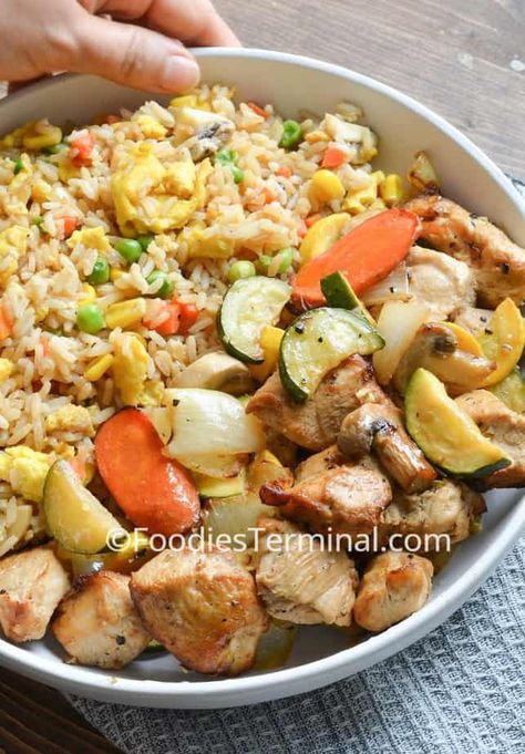 Air Fryer Hibachi Chicken » Foodies Terminal Air Fryer Hibachi Chicken, Air Fryer Hibachi, Healthy Hibachi, Easy Hibachi Chicken, Easy Hibachi, Air Fryer Pickles, Chicken Mushroom Rice, Fried Pickle Spears, Hibachi Dinner