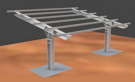 Steel Solar Carport Mounting System | Tripsolar Solar Structure, Structural Mechanics, Solar Carport, Steel Carports, Carport Designs, Solar Technology, Solar Pv, Hot Dip, Open Field