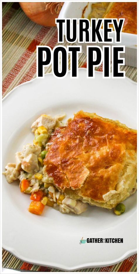 Try this simple homemade turkey pot pie recipe for an easy and comforting meal. Made with leftover turkey, vegetables, and a creamy sauce under a golden puff pastry crust. Turkey Pot Pie With Puff Pastry, Turkey Pot Pie Recipe Easy, Homemade Turkey Pot Pie, Turkey Pot Pie Casserole, Turkey Pot Pies, Pot Pie With Puff Pastry, Turkey Pot Pie Easy, Seafood Pot Pie, Pie With Puff Pastry