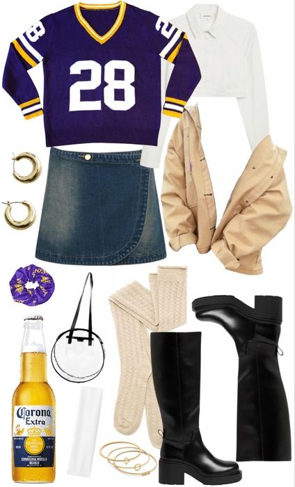 Vikings Fit Outfit | ShopLook Nfl Fashion, Gameday Fashion, Nfl Vikings, Vikings Game, Game Day Outfit, Nfl Outfits, Modern Fall, Mini Hoop Earrings, Gameday Outfit