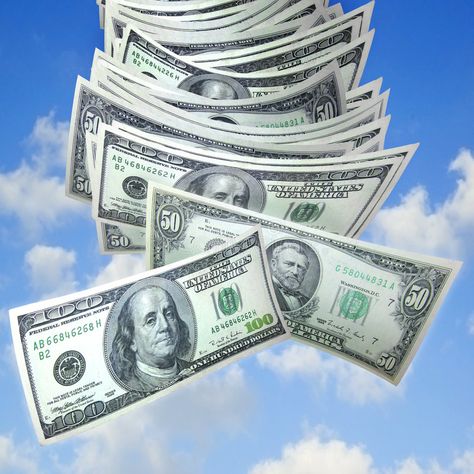 Money falling from sky. A stack of one hundreds and fifty dollar bills fall out , #SPONSORED, #stack, #hundreds, #sky, #Money, #falling #ad Money Falling From The Sky, Money Falling, Attract Good Things, Blue Cloudy Sky, It Guy, Wish Spell, Falling Skies, Spell Work, Motif Art Deco