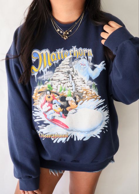 Vintage Disney Sweatshirt, Vintage Disney Clothes, Disneyland Matterhorn, Rose Bowl Flea Market, Disney Fits, 90s Disney, Disneyland Photos, Thrift Inspo, Disneyland Halloween