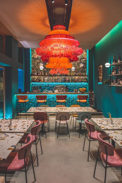 Amedeo Restaurant - Picture gallery Mexican Restaurants Interior, Chinese Restaurant Design, Livorno Italy, Colorful Restaurant, Luxury Lighting Design, Mexican Interiors, Restaurant Plan, Restaurant Pictures, Color Schemes Design