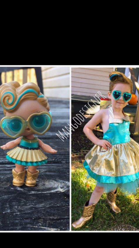 Lol surprise doll costume. Luxe doll. Homemade costume. Lol Halloween Costumes, Lol Surprise Costume, Lol Doll Costume, Lol Costume, 7th Birthday Party Ideas, Lol Doll, Doll Halloween Costume, Homemade Costume, Diy Costumes Kids