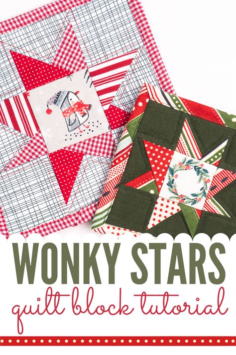 Small Star Quilt Block Pattern, Wonky Star Quilt Block, Wonky Stars Quilt Pattern, Wonky Star Quilt Block Free Pattern, Wonky Quilt Blocks, Christmas Star Quilt, Wonky Star Quilt, Sew Studio, Beginner Quilts