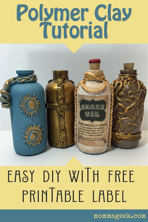 Ideas For Glass Bottles, Diy Polymer Clay Ideas, Polymer Clay Jar, Clay Project Ideas, Clay Bottles, Easy Polymer Clay, Diy Polymer Clay, Clay Jar, Halloween Clay