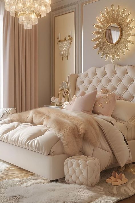 Dream House Interior Bedrooms, Cozy Baby Room, Dream Bedroom Inspiration, Headboard Ideas, Feminine Bedroom, Luxury Room Bedroom, Glam Bedroom, Bedroom Decor Cozy, Style Deco