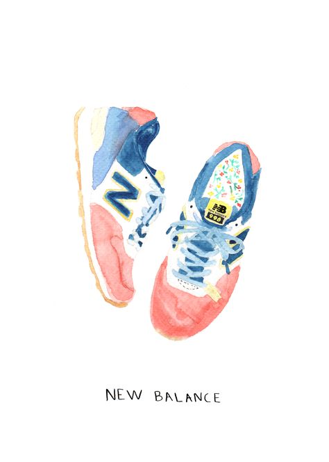 Shoes Illustration Sneakers, Sneaker Drawing, Watercolor Shoes, Sneaker Illustration, College Portfolio, Cute Sneaker Outfits, Colored Wallpaper, Watercolor Painting Ideas, Sneakers Illustration