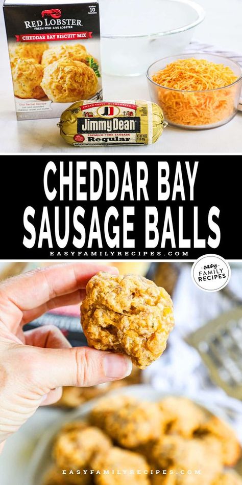 Discover the joy of simplicity and flavor with these easy Red Lobster Cheddar Bay Biscuit Sausage Balls—your go-to for the best sausage ball recipe that's perfect for breakfast, brunch, or a holiday appetizer. Featuring a delightful blend of breakfast sausage and sharp cheddar, these easy sausage balls are a crowd-pleasing sensation. Effortless to make ahead and freezer-friendly, elevate your snack game with these bites that promise to steal the show at any gathering. Biscuit Sausage Balls, Cheddar Bay Sausage Balls, Best Sausage Ball Recipe, Easy Sausage Balls, Red Lobster Biscuit Mix, Sausage Ball, Sausage Balls Bisquick, Sausage Balls Recipe, Sausage Biscuits