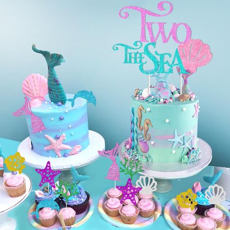 Mermaid 2nd Birthday Decor Girl, Two the Sea Backdrop Cake Toppers Balloons for Under the Sea 2nd 2 Four Year Old Mermaid Birthday, In Two The Deep Birthday Girl, Two The Sea Birthday Party Girl, Mermaid 2nd Birthday, Sea Backdrop, Sea Birthday Party, Sea Birthday, Birthday Decor, Party Girls