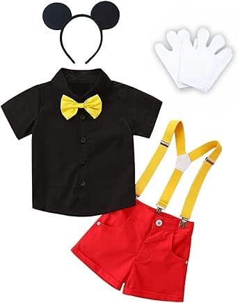 Dressy Daisy Baby Toddler Boys Mouse Halloween Costume Fancy Party Dress Up Suit Set with Mouse Ears and Gloves Toddler Mickey Mouse Costume, Mickey Costume, Toddler Boy Costumes, Mickey Mouse Costume, Mouse Costume, Halloween Party Outfits, Bowtie And Suspenders, Fancy Dress Up, Black Short Sleeve Dress