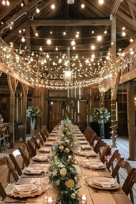 Country Fall Wedding Theme, Fall Theme Wedding Reception, Fall Farmhouse Wedding Decor, Fairy Lights Barn, Barnhouse Wedding Rustic, Country Farm Wedding Ideas, Outdoor Wedding Haybales, Wedding Twilight Theme, Pretty Wedding Themes