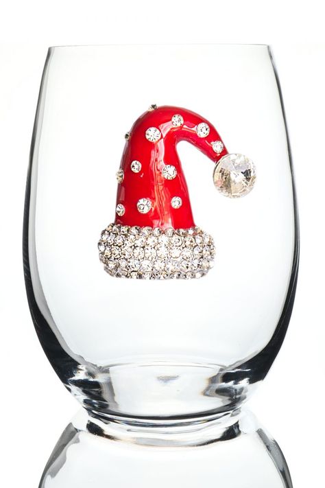 Holiday Collection Jeweled Wine Glasses | The Queens' Jewels Decorative Wine Glasses, Christmas Wine Glasses, Queens Jewels, Birthday Cute, Decorated Wine Glasses, Jeweled Christmas, Christmas Glasses, Wine Glass Crafts, Santa Claus Is Coming To Town