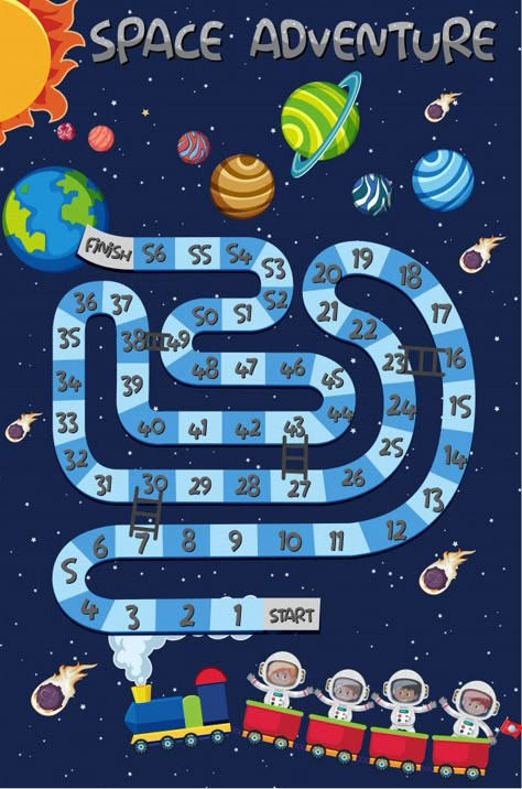 Mini Brands Toys Diy, Solar System Activities, Space Activities For Kids, Printable Board Games, Colorful Borders Design, Space Activities, Illustration Template, Game Template, Space Games