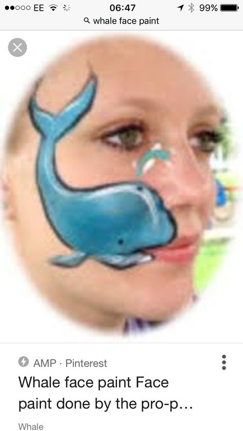 Whale Face Paint, Cheek Face Paint, Easy Face Painting Designs, Cheek Art, Face Painting Tutorials, Painting Halloween, Painting Fabric, Face Painting Easy, Kids Face Paint