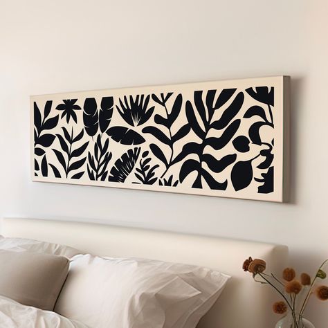 Rain Forest Minimal Long Horizontal Wall Art For Bedroom, Panoramic Black And White Canvas Print, Minimal Vector Decor Canvas Art Art Print Horizontal, Diy Canvas Art Painting Black And White, Diy Canvas Art Bedroom, Simplistic Canvas Painting, Diy Decor Paintings, Fabric In Frames Wall Art, Long Canvas Art Horizontal, Canvas Border Ideas, Horizontal Canvas Painting Ideas