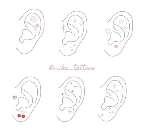 Colorful Ear Tattoo, My Melody Tattoo, Creative Writing Lesson, Grunge Tattoo, Tattoo Concepts, Ear Tattoos, Cute Little Tattoos, Girly Tattoos, Little Tattoos