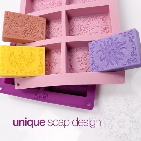 Amazon.com: Rectangle Silicone Soap Molds - Set of 2 for 12 Cavities - Mixed Patterns - Soap Making Supplies by the Silly Pops: Kitchen & Dining Unique Soap Molds, Silicone Soap Molds, Unique Soap, Mixed Patterns, Soap Making Molds, Decorative Soaps, Molds Silicone, Soap Making Supplies, Homemade Soap Recipes