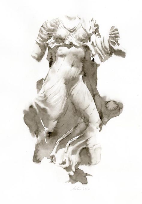 Wendy Artin, Surealism Art, Shadow Drawing, Ancient Greek Sculpture, Watercolor Portrait Painting, Watercolor Architecture, Watercolor Projects, Ancient Sculpture, Sculpture Painting