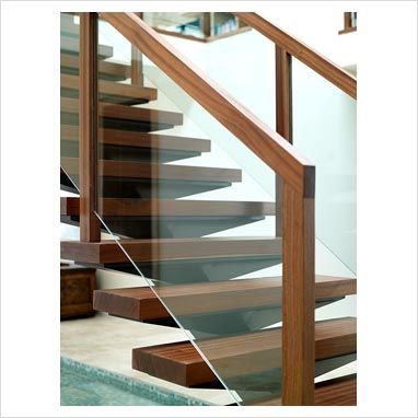 Glass Guardrail, Staircase Glass Design, Reling Design, Wooden Staircase Railing, Glass Staircase Railing, Wooden Staircase Design, Glass Stair, Glass Railing Stairs, Staircase Design Modern