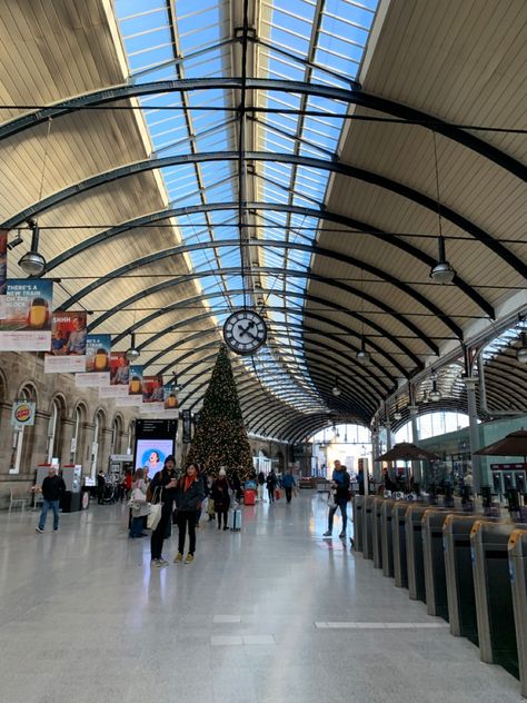 Christmas 🎄 Newcastle Upon Tyne Train Station Newcastle Upon Tyne, Train Station, Newcastle, Fair Grounds, Street View, Train, Christmas, Travel