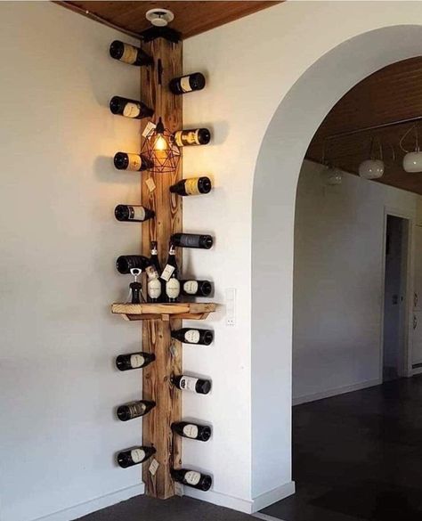 Wall Wine Holder, Home Bar Rooms, Home Wine Cellars, Diy Home Bar, Diy Apartment Furniture, Home Bar Designs, Corner Decor, Wood Wine Racks, Corner House