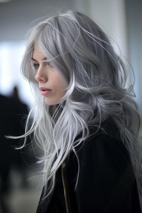 81+ Long Wavy Hairstyle Ideas Grey Hair Wig, Long White Hair, Haircuts For Long Hair With Layers, Remy Human Hair Wigs, Long Dark Hair, Grey Hair Color, Tone Hair, Long Layered Hair, Haircuts For Long Hair