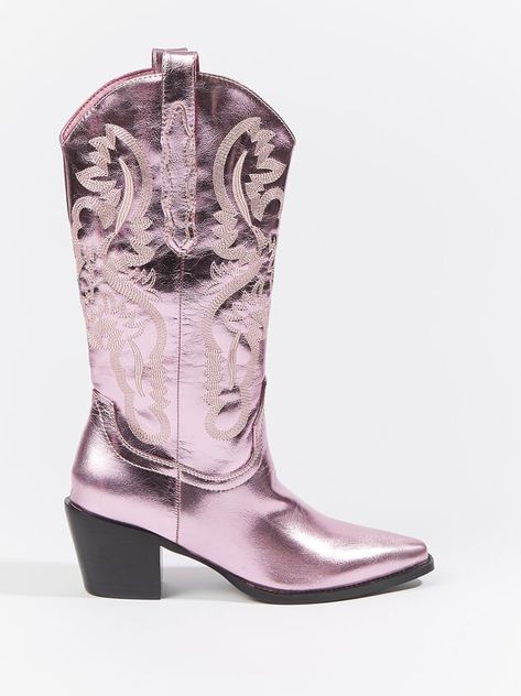 Pink Sparkle Cowboy Boots, Pink Western Boots For Rodeo, Pink Heart Cowboy Boots, Fitted Western Pink Boots, Ponk Cowgirl Boots, Pop Shoes, Shiny Boots, Cowboy Shoes, Outfit Png