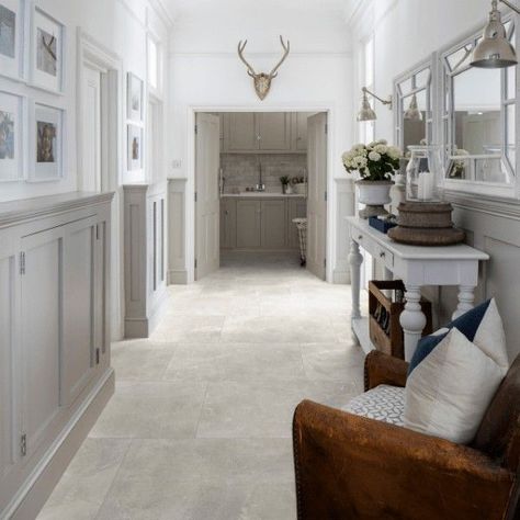 RiverRidge White Madison Collection 2-Door Bathroom Storage Floor Cabinet Hallway Flooring, Hallway Designs, Large Format Tile, Bathroom Collections, Porcelain Tiles, Interior Floor, Commercial Interiors, Tile Patterns, Interior Walls