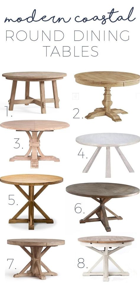 Farmhouse Round Dining Table, Coastal Decorating Ideas, Round Dining Tables, Round Dining Room Table, Dining Room Remodel, Round Dining Room, Coastal Living Rooms, Coastal Modern, Kitchen Corner