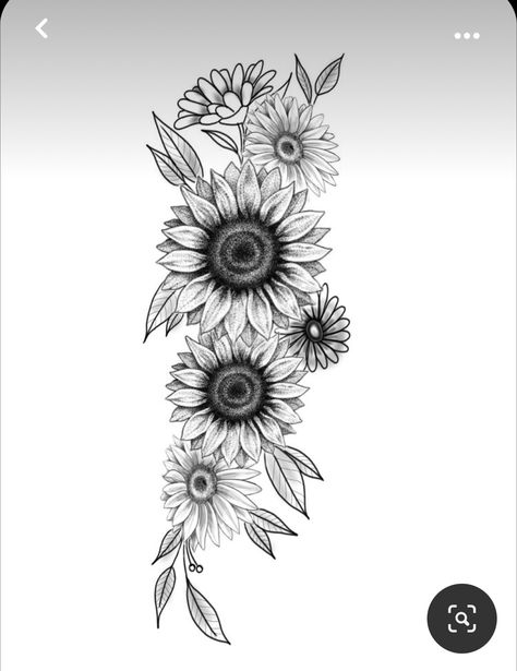 Large Inner Arm Tattoos For Women, Back Side Of Arm Tattoo Women, Sunflowers And Lilies Tattoo, Three Sunflowers Tattoo, Arm Tattoos For Women Sunflower, Side Tattoos Women Cover Up, Sun Flower Tattoos For Women, Lilly Tattoo Designs For Women, Thigh Tattoos Women Sunflower