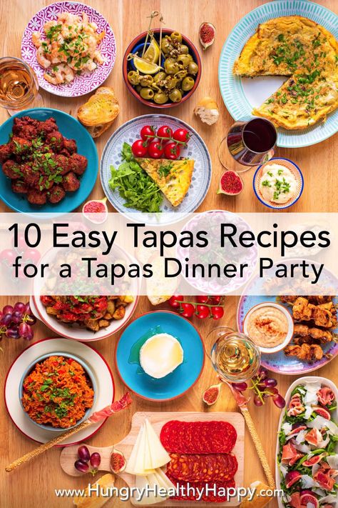 Enjoy all the flavours of Spain with these 10 Easy Tapas Recipes, that when put together make the most delicious homemade tapas dinner party feast. From traditional Spanish Tortilla, to Albondigas, Patatas Bravas, garlic prawns and the EASIEST Spanish Rice, and much more. Meat eaters and vegetarian/vegan diners are catered for and many of the finger foods here can be made ahead. Invite your friends around for some awesome bite sized meals from Spain. #tapas #spanish #tapasrecipe #mediterranean Homemade Tapas Ideas, Tapas Birthday Party, Tapas Recipes Vegetarian, Tapas For Party, Tapas Dinner Ideas, Spanish Easy Recipes, Tapas Food Ideas, Tapas Ideas Easy, Mediterranean Tapas Recipes