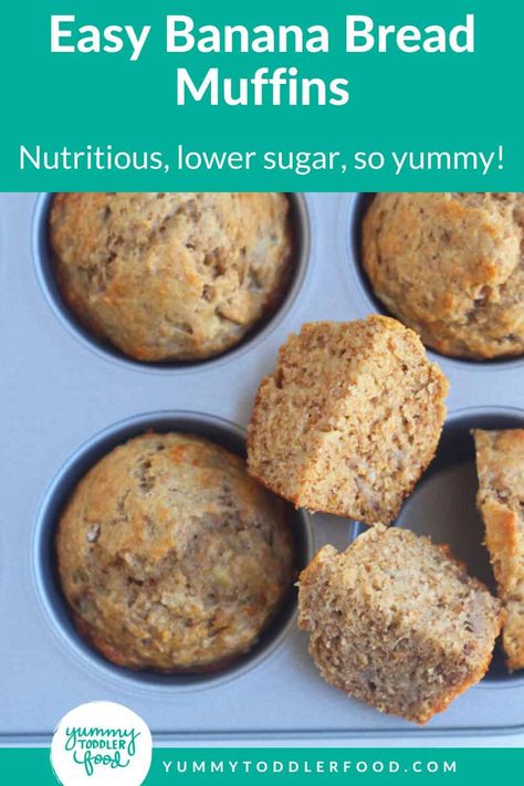 Transform pantry staples and ripe bananas into the very best Banana Bread Muffins with this tried and true recipe. (Plus, they're lower in sugar and store so well in the fridge or freezer.) This is a delicious healthy breakfast or snack to share with the kids. Best Banana Bread Muffins, Moist Banana Bread Muffins, Banana Bread Muffins Easy, Aip Snacks, Delicious Healthy Breakfast, Ripe Banana Recipe, Toddler Snack, Breakfast Cookie, Egg Allergy