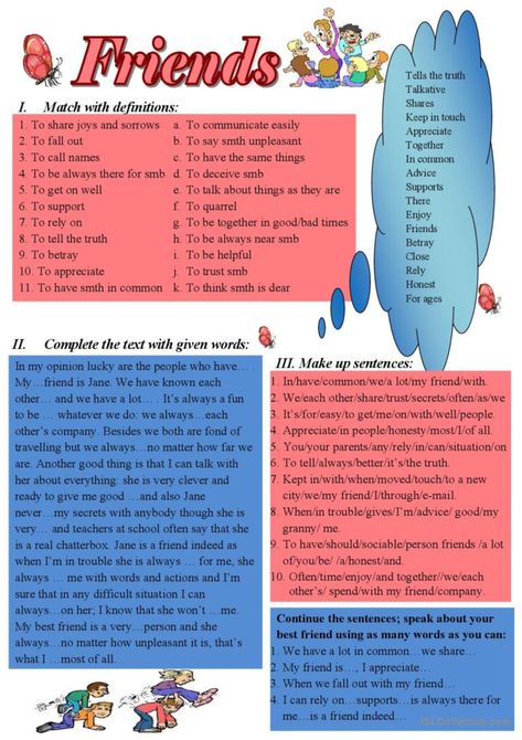 Friendship Vocabulary, Esl Worksheets, Have A Nice Day, Nice Day, Vocabulary, Best Friend