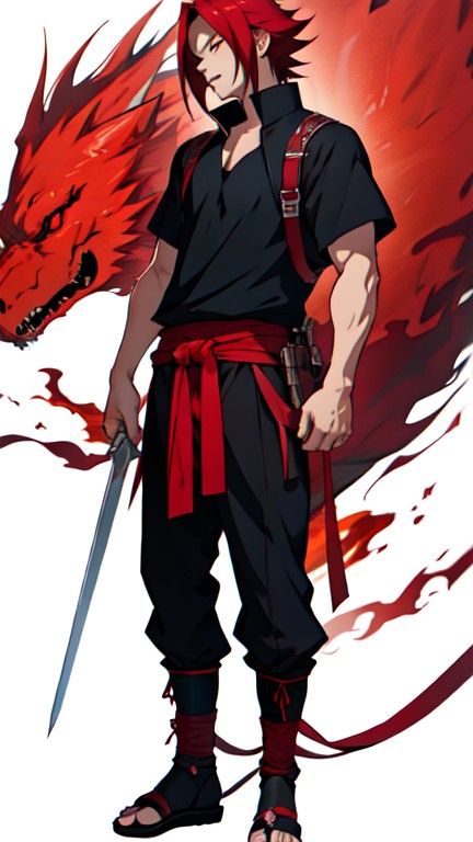 Ninja Male Art, Ninja Character Art Male, Ninja Character Art, Fire Samurai, Red Ronin Art, Knight Character Design, Fire Knight, Fire Swordsman Art, Character Art Male